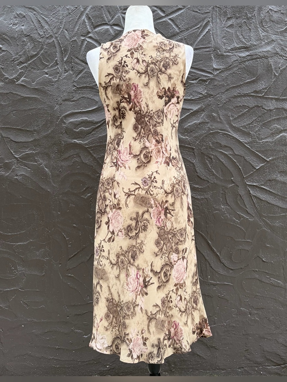 Vintage Silk Grunge Fairycore Ruffle Neckline Silk Bias Cut Midi Dress Medium - Picture 4 of 8